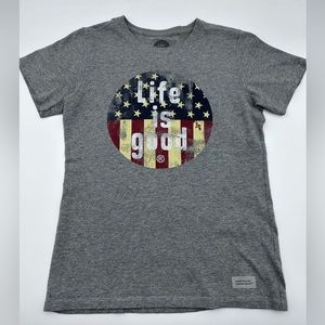 👚Life Is Good Patriotic Tee Women’s XS grey
